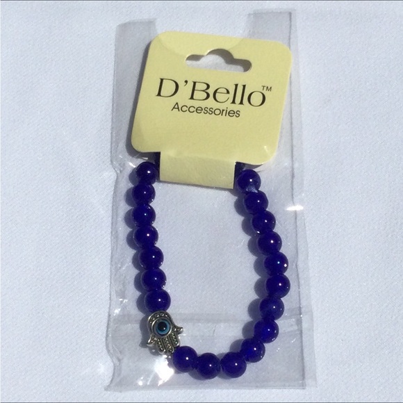 Evil Eye Hand D’Bello Stretch Bracelet Blue - Picture 4 of 6